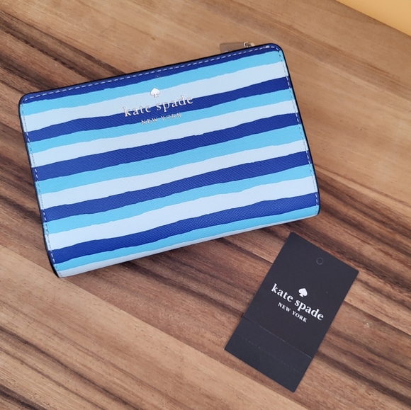 Kate Spade Schuyler Medium Compact Bi-fold Wallet: Blue Multi, 5.6×3.6×1.2, NWT - Picture 1 of 7